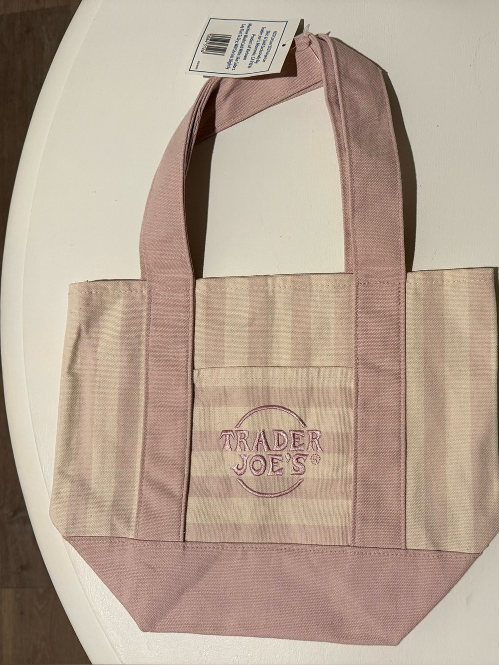 Trader Joe's Striped Pink Mini Canvas Tote Bag